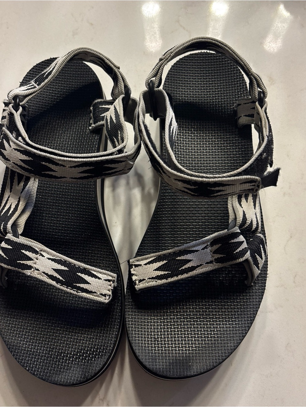 Teva Black and White Patterned Strap Sandals